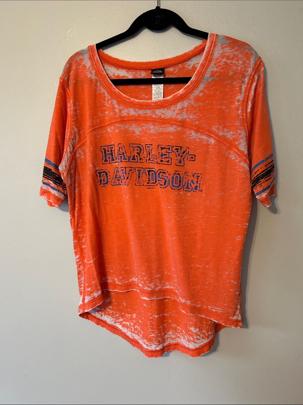 Harley-Davidson Orange and White Burnout Short Sleeve Tee